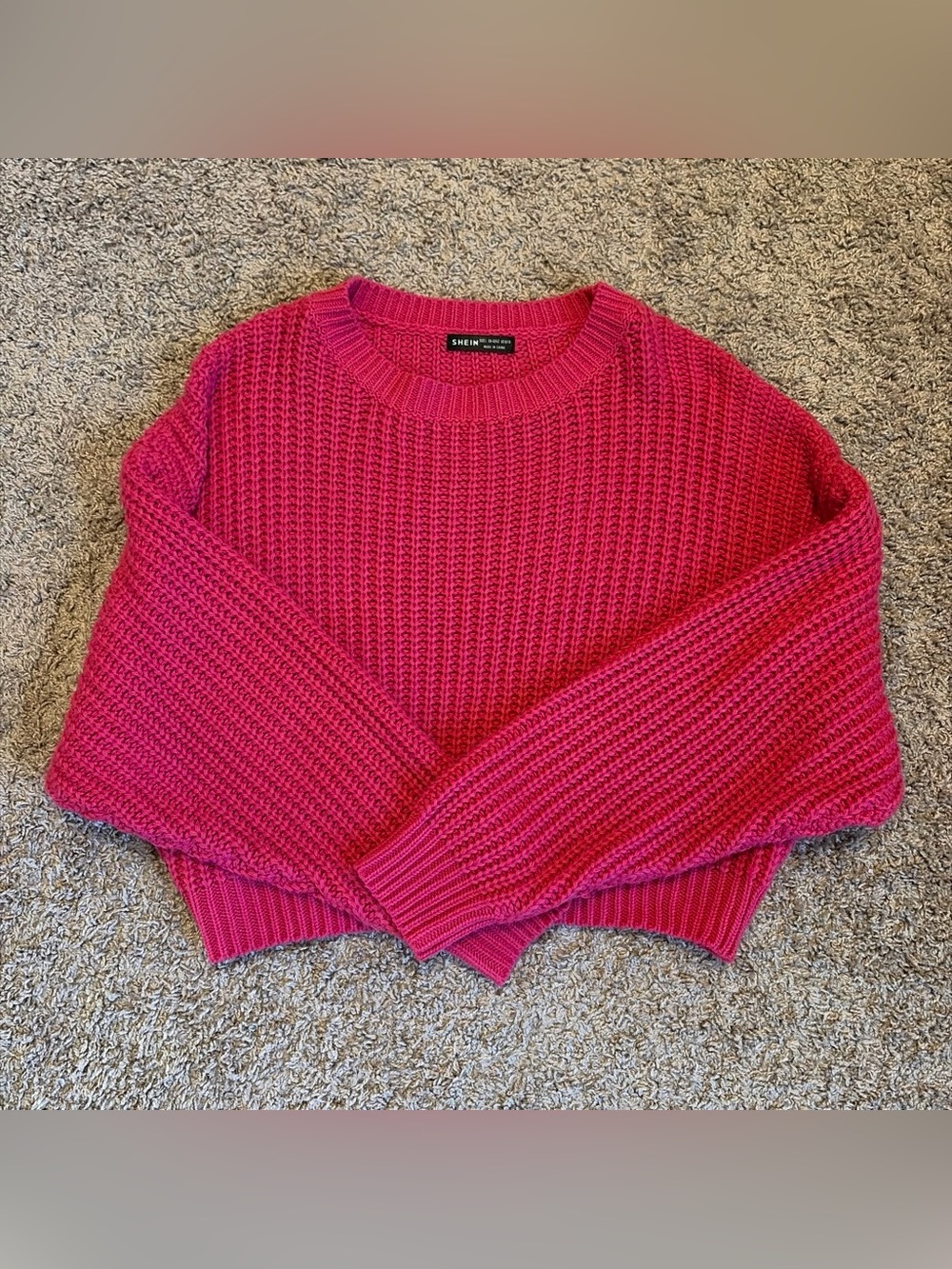 SHEIN Hot Pink Cropped Sweater